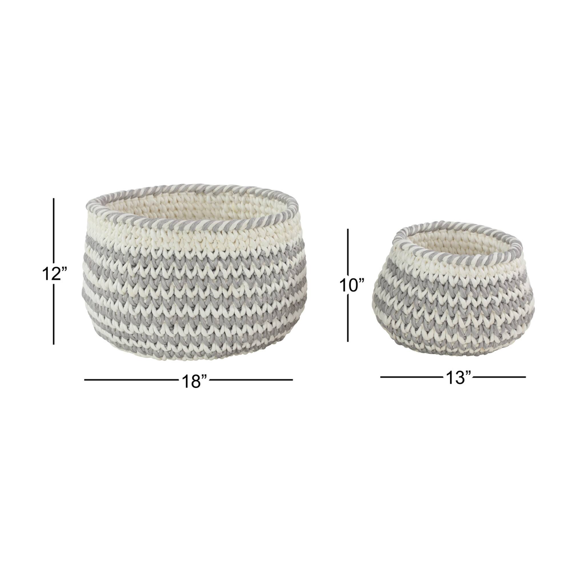 Gray Polyester Country Storage Basket Set
